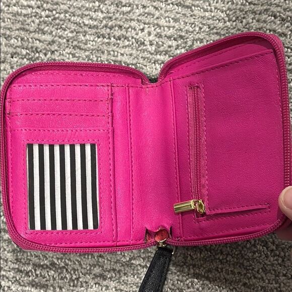 Betsey Johnson Black and Pink Striped Wallet - Picture 3 of 4